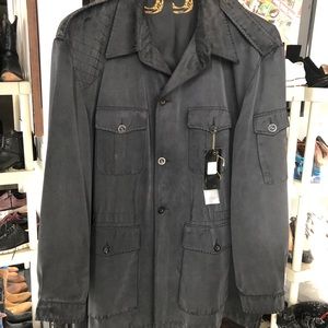 Avi Rossini Mens Black Raw Silk Jacket